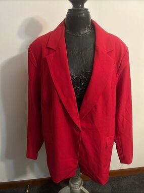 Lane Bryant Red Women's Blazer Jacket - Classic Single-Button Style
